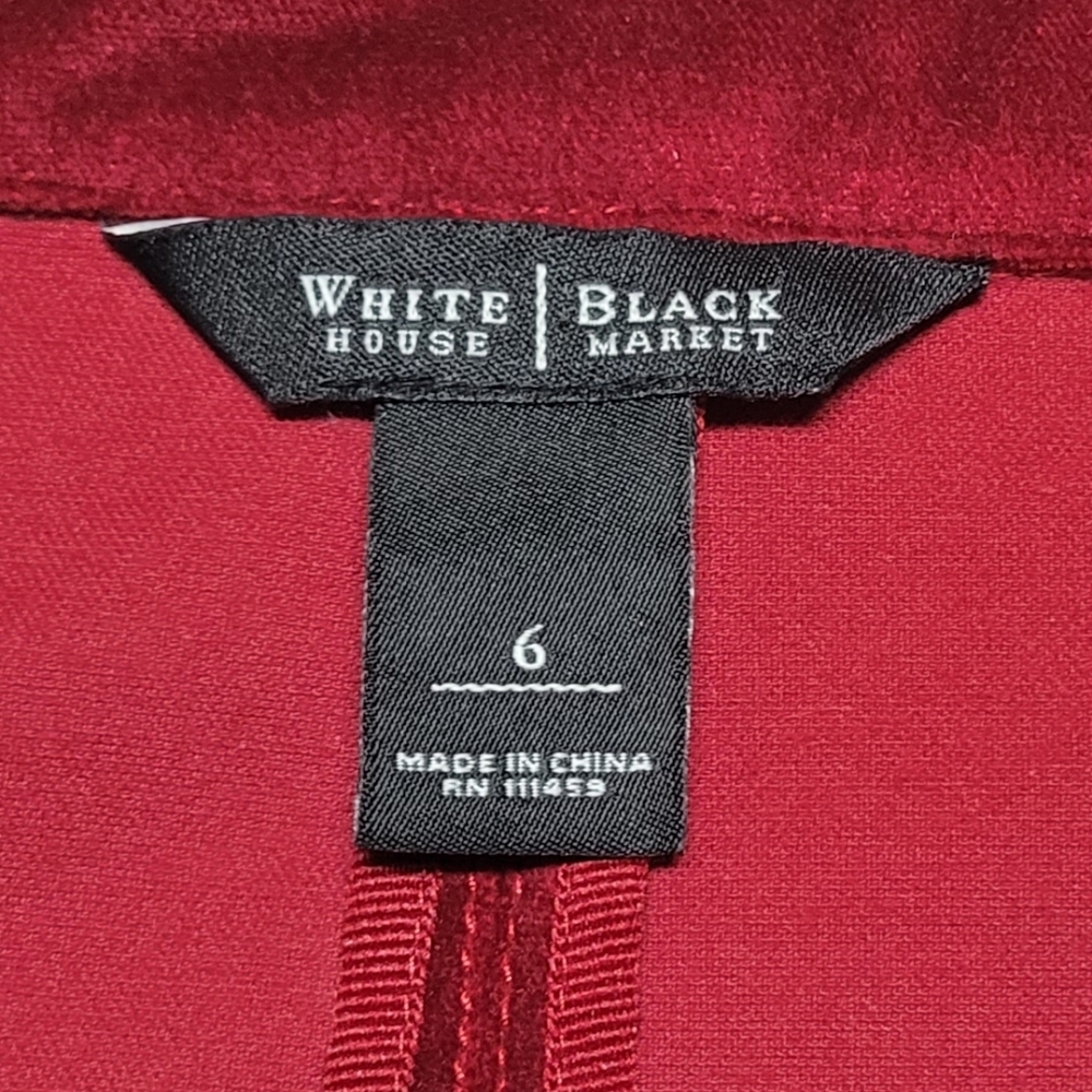 White House Black Market Vintage 90s Ruby Red Velvet Corset Style Cropped Jacket - Picture 10 of 11